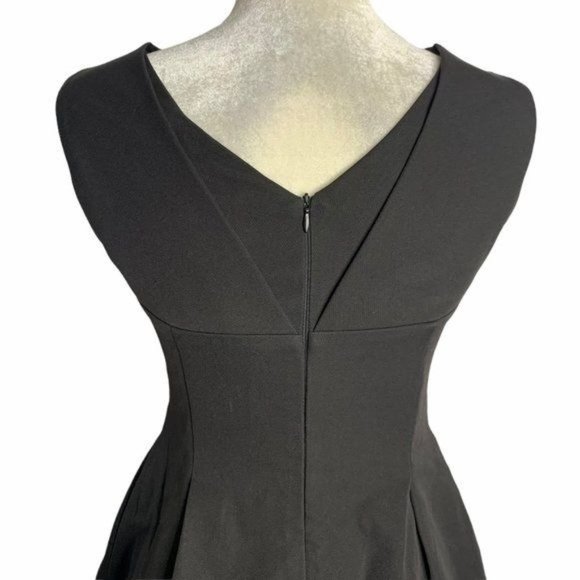 Genuine People Fit n Flare Surplice Dress XS Black Lined Pockets Zipper NEW - Picture 4 of 7
